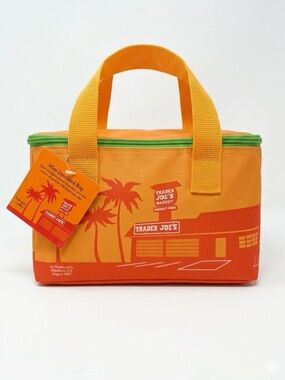 Trader Joe’s Insulated Tote in Bright Orange with Lime Green interior